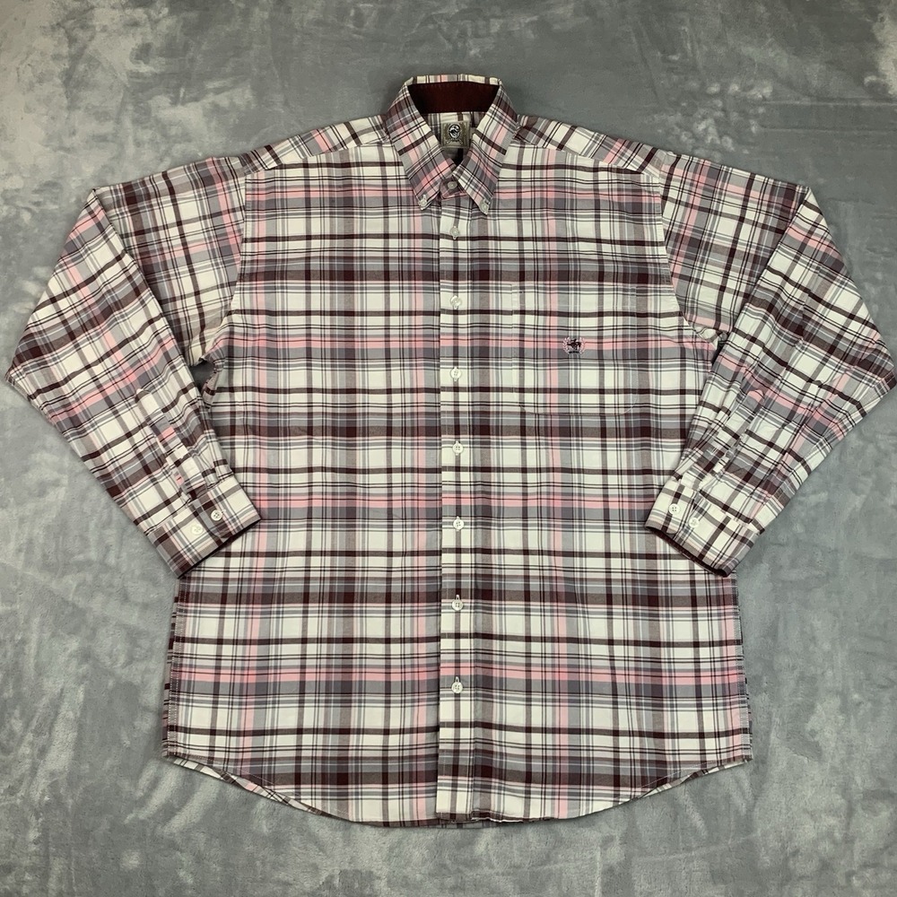 Cinch Shirt Mens Medium‎ Button Down Pocket Plaid Western Rodeo Cowboy Madras
